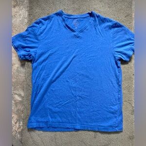 J. Crew Authentic Blue Knit Top V neck size M 100% cotton